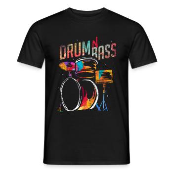 Batterie et basse - T-shirt homme - noir - Devant - AI Model Male 178 light (178cm)