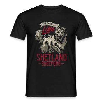 Shetland Chien de berger Cadeau - T-shirt homme - noir - Devant - AI Model Male 178 light (178cm)