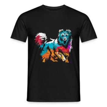 Shetland Chien de berger Cadeau - T-shirt homme - noir - Devant - AI Model Male 178 light (178cm)