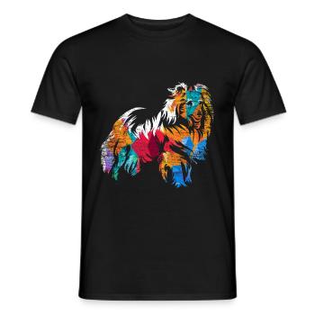 Shetland Chien de berger Cadeau - T-shirt homme - noir - Devant - AI Model Male 178 light (178cm)