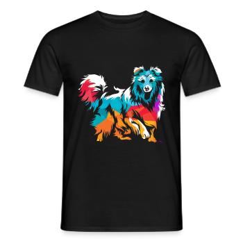 Shetland Chien de berger Cadeau - T-shirt homme - noir - Devant - AI Model Male 178 light (178cm)