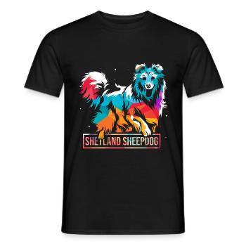 Shetland sheepdog - Men's T-Shirt - black - Front - AI Model Male 178 light (178cm)