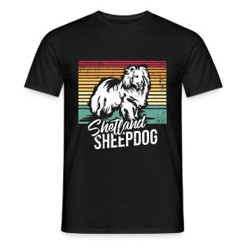 Shetland Chien de berger Cadeau - T-shirt homme - noir - Devant - AI Model Male 178 light (178cm)