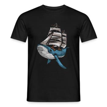 Whale ship shipping sailing ship - Men's T-Shirt - black - Front - AI Model Male 178 light (178cm)