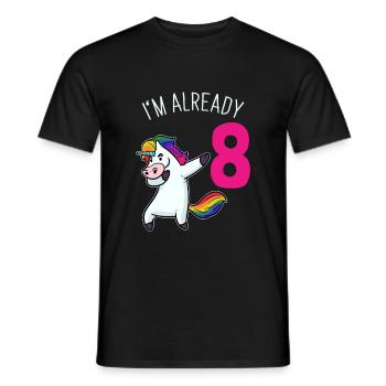 8. Unicorn Birthday - Men's T-Shirt - black - Front - AI Model Male 178 light (178cm)