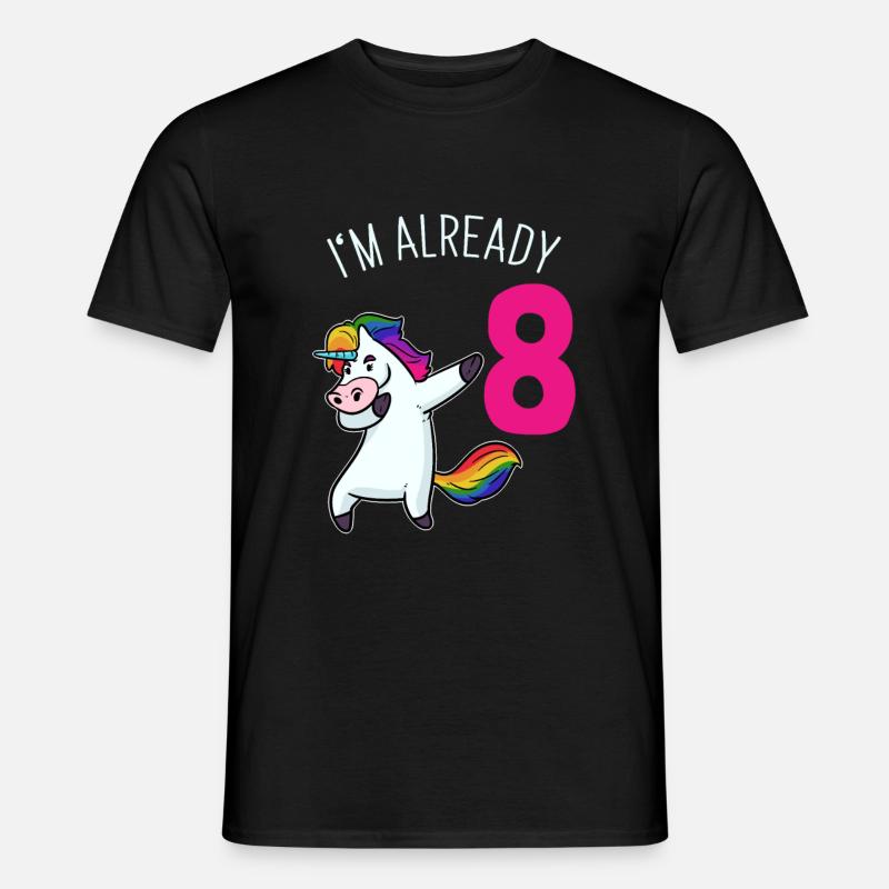 8. Einhorn Geburtstag - Männer T-Shirt - Schwarz