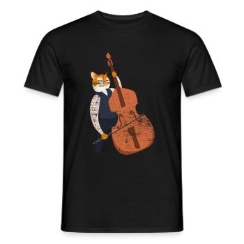 Cadeau chat contrebasse - T-shirt homme - noir - Devant - AI Model Male 178 light (178cm)