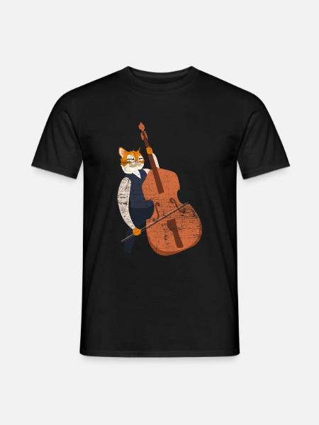 Double bass cat gift - Men's T-Shirt - black