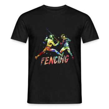Fechten - Männer T-Shirt - Schwarz - Vorne - AI Model Male 178 light (178cm)