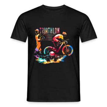 Triathlon - Men's T-Shirt - black - Front - AI Model Male 178 light (178cm)
