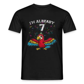 7th parrot birthday - Men's T-Shirt - black - Front - AI Model Male 178 light (178cm)