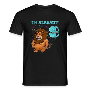 Lion 9th birthday children's birthday - Men's T-Shirt - black - Front - AI Model Male 178 light (178cm)