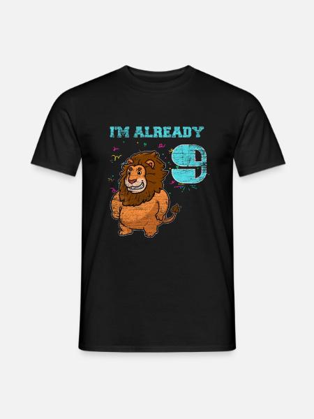 Lion 9th birthday children's birthday - Men's T-Shirt - black