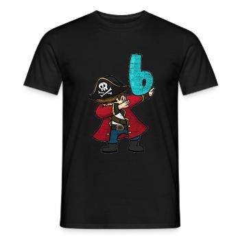 Captain Pirate Dab's 6th birthday - Men's T-Shirt - black - Front - AI Model Male 178 light (178cm)
