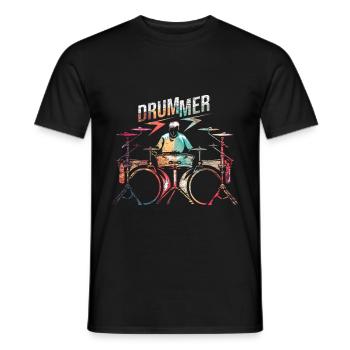 Batterie de batteur - T-shirt homme - noir - Devant - AI Model Male 178 light (178cm)