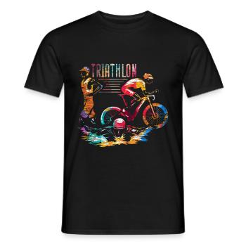 Triathlon sport - Men's T-Shirt - black - Front - AI Model Male 178 light (178cm)