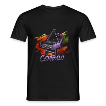 Harpsichord piano - Men's T-Shirt - black - Front - AI Model Male 178 light (178cm)