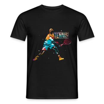 Tennis sport - Men's T-Shirt - black - Front - AI Model Male 178 light (178cm)