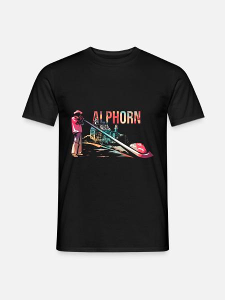 Alphorn - Männer T-Shirt - Schwarz