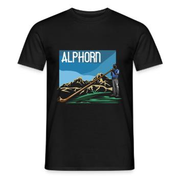 Alphorn - Männer T-Shirt - Schwarz - Vorne - AI Model Male 178 light (178cm)