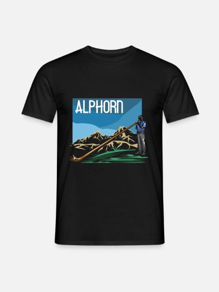 Alphorn - Männer T-Shirt - Schwarz