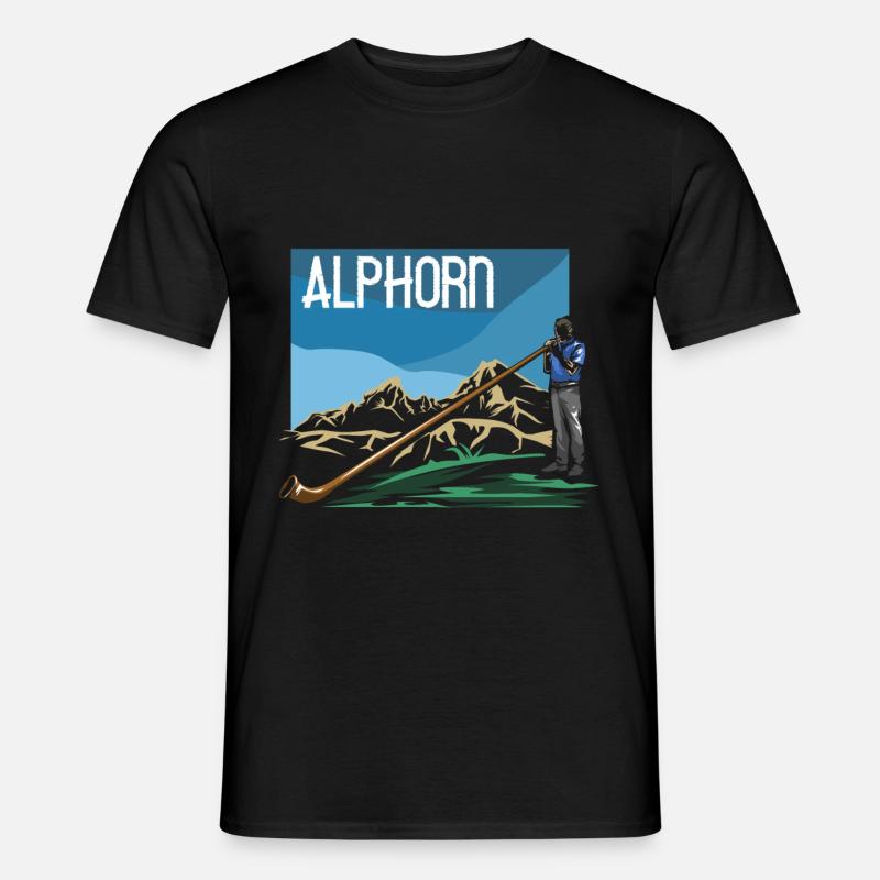 Alphorn - Männer T-Shirt - Schwarz
