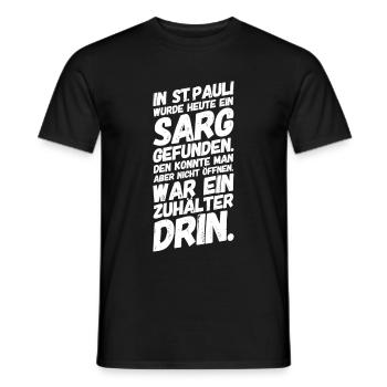 St. Pauli Hamburg Sarg Witz - Männer T-Shirt - Schwarz - Vorne - AI Model Male 178 light (178cm)