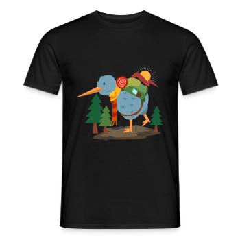 Kiwi backpack tour - Men's T-Shirt - black - Front - AI Model Male 178 light (178cm)