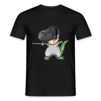 Le T-Rex l’escrime avec masque et fleuret escrime - T-shirt homme - noir - Devant - AI Model Male 178 light (178cm)
