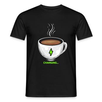 The coffee recharges the batteries - Men's T-Shirt - black - Front - AI Model Male 178 light (178cm)