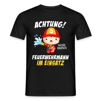 Achtung Feuerwehrmann Jungen Einsatz - Männer T-Shirt - Schwarz - Vorne - AI Model Male 178 light (178cm)
