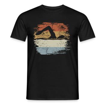 Schwimmen, Kraulen, Schwimmbad, Retro, Vintage - Männer T-Shirt - Schwarz - Vorne - AI Model Male 178 light (178cm)