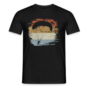 Gleitschirm - Retro - Vintage - Silhouette - Männer T-Shirt - Schwarz - Vorne - AI Model Male 178 light (178cm)
