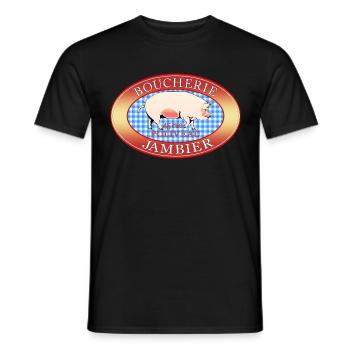 boucherie jambier 45 rue poliveau - T-shirt homme - noir - Devant - AI Model Male 178 light (178cm)