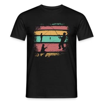 Angeln Vintage Retro - Männer T-Shirt - Schwarz - Vorne - AI Model Male 178 light (178cm)