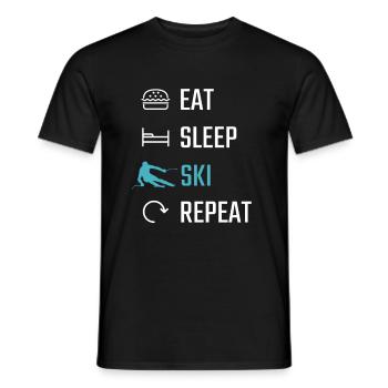 Skiing Eat Sleep Ski Repeat - Men's T-Shirt - black - Front - AI Model Male 178 light (178cm)