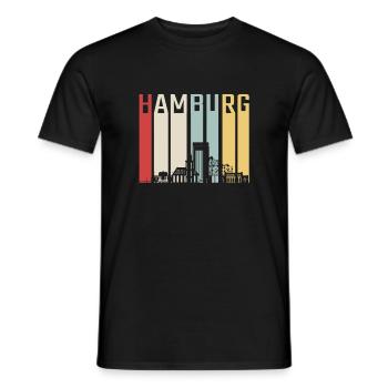 Hamburg Skyline Retro - Männer T-Shirt - Schwarz - Vorne - AI Model Male 178 light (178cm)