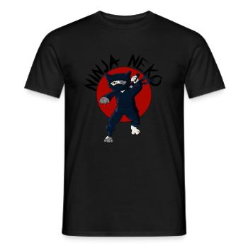 NINJA NEKO SENSEI RED - Men's T-Shirt - black - Front - AI Model Male 178 light (178cm)