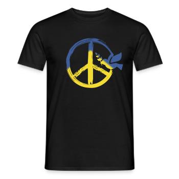PEACE UKRAINE - Peace logo - Dove of peace - Men's T-Shirt - black - Front - AI Model Male 178 light (178cm)