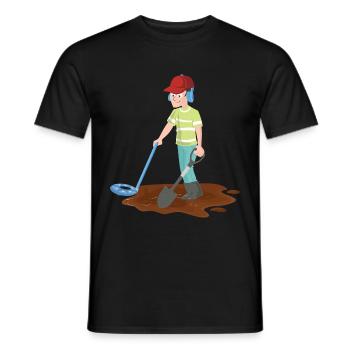 Schatzsuche auf dem Acker mit dem Metalldetektor - Männer T-Shirt - Schwarz - Vorne - AI Model Male 178 light (178cm)