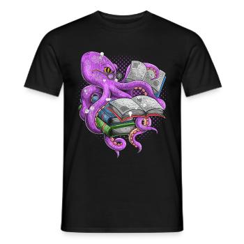 Lire La bibliothèque poulpe - T-shirt homme - noir - Devant - AI Model Male 178 light (178cm)