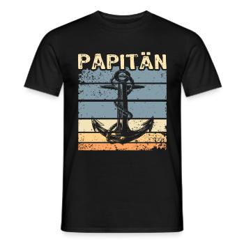 Papitän Papa Kapitän Vintage Retro - Männer T-Shirt - Schwarz - Vorne - AI Model Male 178 light (178cm)