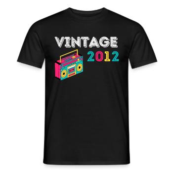 Vintage 2012 Radio 10 years old 2012 Birthday - Men's T-Shirt - black - Front - AI Model Male 178 light (178cm)