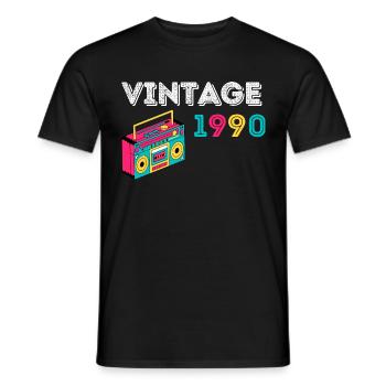 Vintage 1990 Radio 32 Jahre alt 1990 Geburtstag - Männer T-Shirt - Schwarz - Vorne - AI Model Male 178 light (178cm)