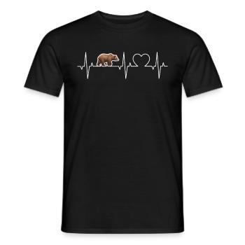 Brown Bear Heartbeat ECG Bear Grizzly Bear Pulse Bears - Men's T-Shirt - black - Front - AI Model Male 178 light (178cm)