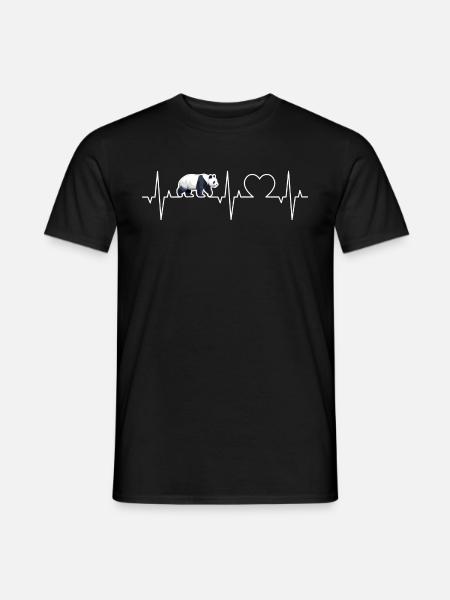 Heartbeat Panda ECG Bambou Ours Coeur Panda Ours - T-shirt homme - noir