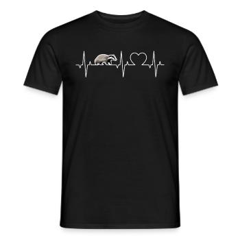 Badger Heartbeat Badgers ECG Forest Animal Heart Badger - Men's T-Shirt - black - Front - AI Model Male 178 light (178cm)