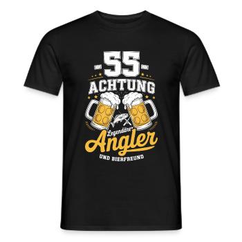 55. Geburtstag – Angler & Bierfreund Shirt - Männer T-Shirt - Schwarz - Vorne - AI Model Male 178 light (178cm)