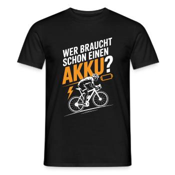 Wer braucht schon einen Akku? – Rennrad Shirt - Männer T-Shirt - Schwarz - Vorne - AI Model Male 178 light (178cm)