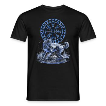 Vegvisir Mieux vaut être un loup d'Odin - T-shirt homme - noir - Devant - AI Model Male 178 light (178cm)